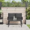vidaXL Tuin eettafelset met kussen 2 pcs Zwart poly rattan