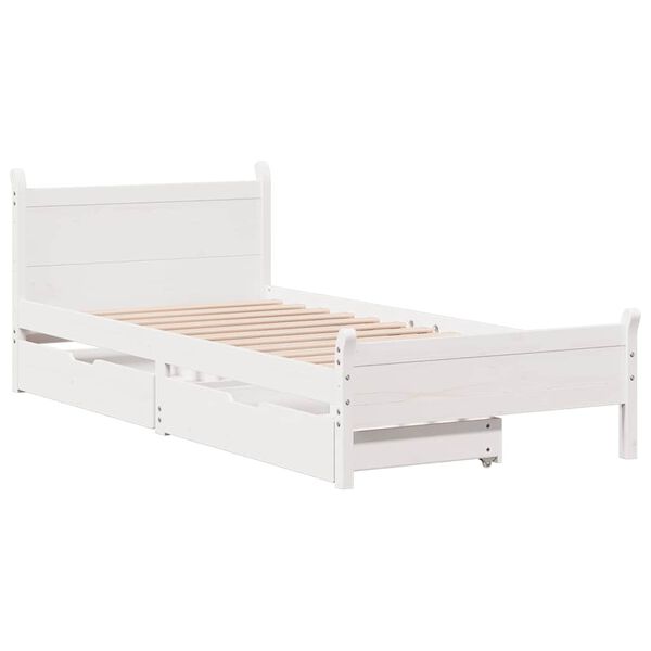 vidaXL Bedframe zonder matras massief grenenhout wit 75x190 cm