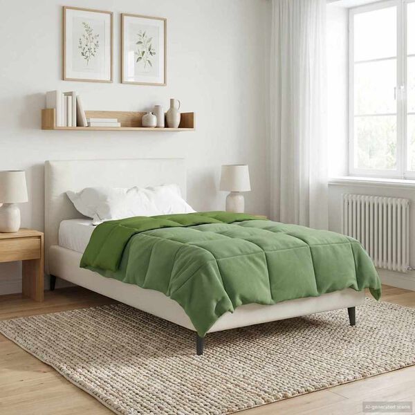 vidaXL Vol jaar dekbed Gekwilt Groen 155 x 220 cm Microfiber