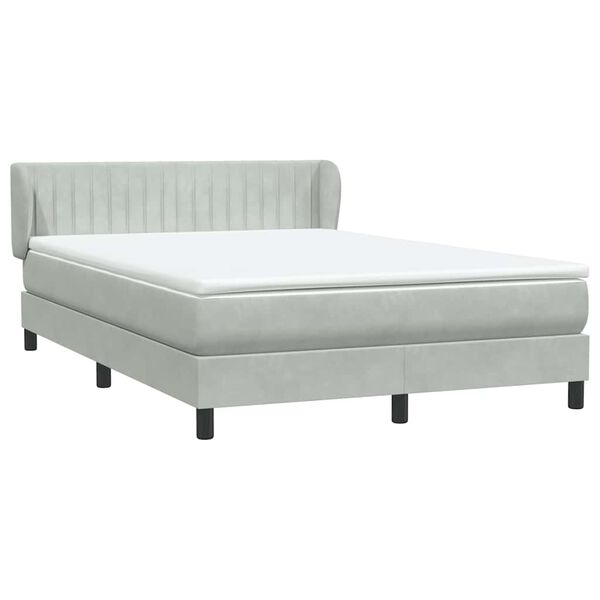 vidaXL Boxspring met matras fluweel lichtgrijs 160x220 cm