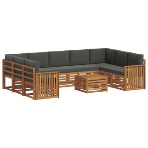 vidaXL Sofa-Sets 10 pcs Natuurlijk en Antraciet Massief Acaciahout