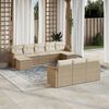 vidaXL 10-delige Loungeset met kussens poly rattan beige