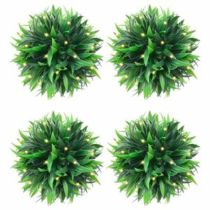 vidaXL Kunstbuxusballen met LED-verlichting 4 st 15 cm groen