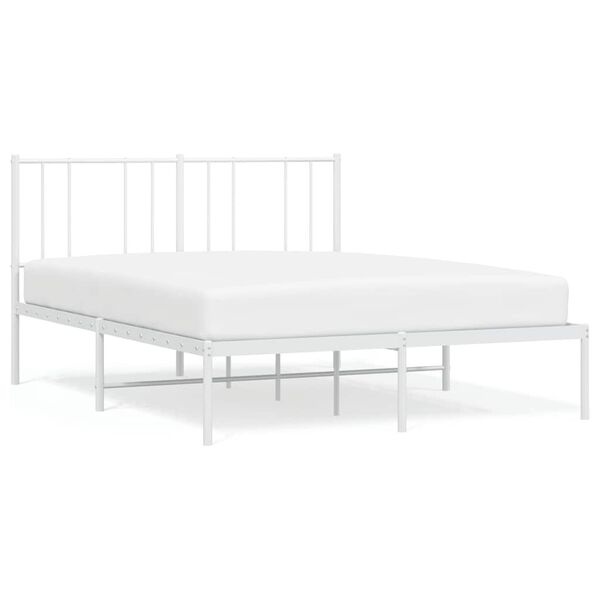 vidaXL Bedframe met hoofdbord metaal wit 150x200 cm