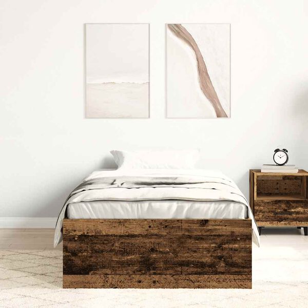 vidaXL Bedframe zonder matras 100x200 cm bewerkt hout oud hout