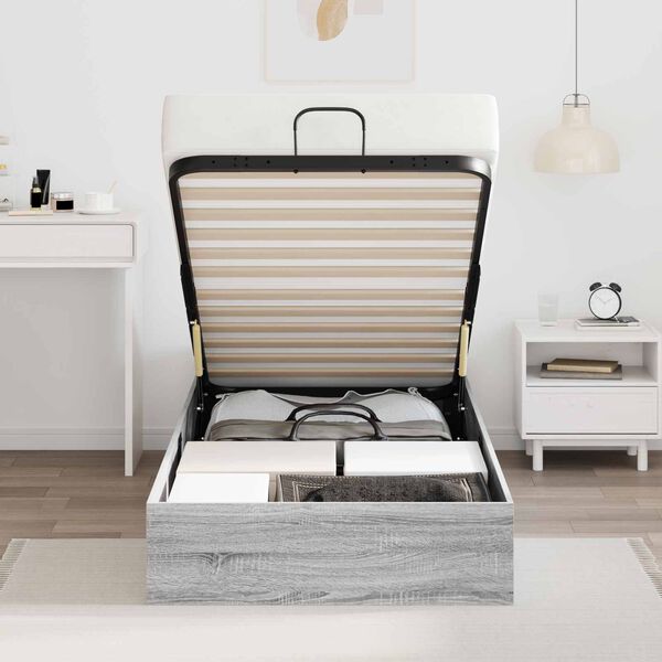 vidaXL Ottoman Bedframe met opslag Grijze Sonoma 203 x 90 x 25 cm