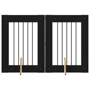 vidaXL Hondenhekje met standaards 2 pcs Zwart eiken 60 x 80 cm