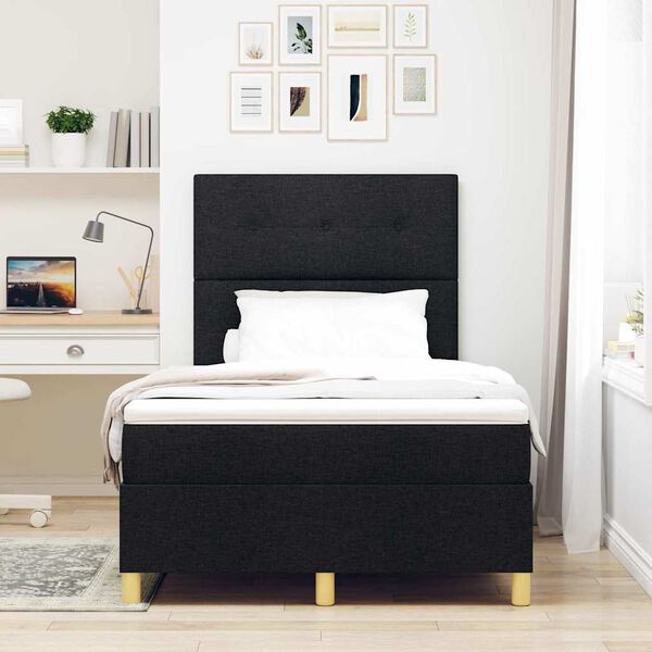 vidaXL LED Box Spring Bed met matras Zwart 120 x 200 cm Stof