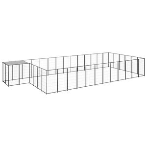 vidaXL Hondenkennel 22,99 m&sup2; staal zwart