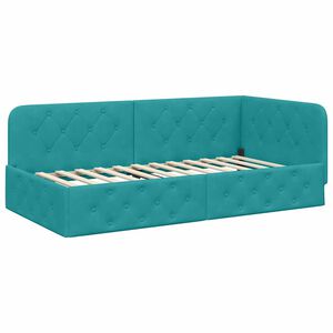 vidaXL Hoekbedframe met hoofdeinde Turquoise 90 x 190 cm Fluweel