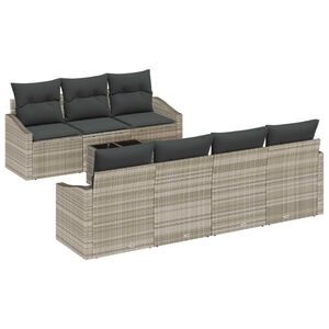 vidaXL Bankstel 8 pcs Licht Grijs en Donker Grijs poly rattan