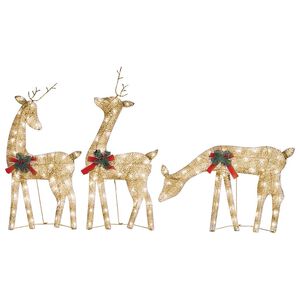 vidaXL Rendierfamilie Kerstmis warmwit 270x7x90 cm mesh goudkleurig