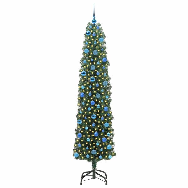 vidaXL Kunstkerstboom Groen 240 cm PVC en Staal en Kunststof