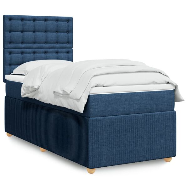vidaXL Boxspring met matras stof blauw 80x200 cm