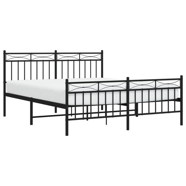 vidaXL Bedframe met hoofd- en voeteneinde metaal zwart 150x200 cm