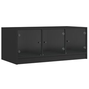vidaXL Salontafel met glazen deuren 102x50x42 cm zwart
