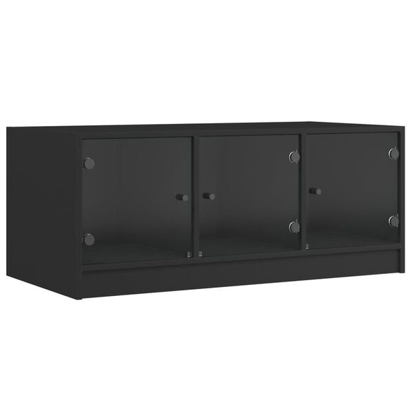 vidaXL Salontafel met glazen deuren 102x50x42 cm zwart