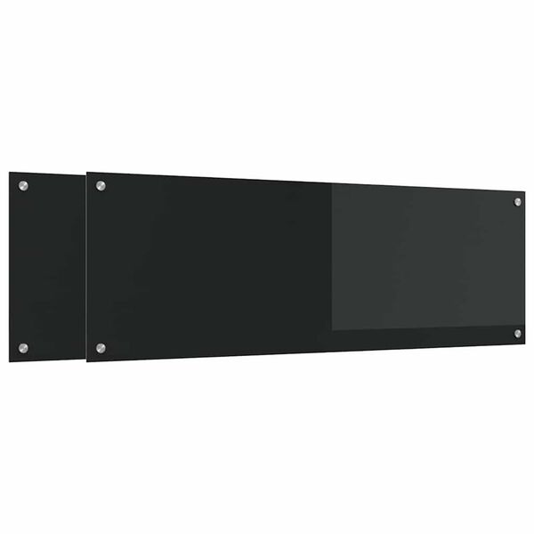 vidaXL Keuken Achterwand 2 pcs Zwart 120 x 40 cm gehard glas