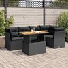 vidaXL 6-delige Loungeset met kussens poly rattan zwart