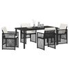 vidaXL Tuin eettafelset 5 pcs Zwart poly rattan