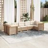 vidaXL 7-delige Loungeset met kussens poly rattan beige