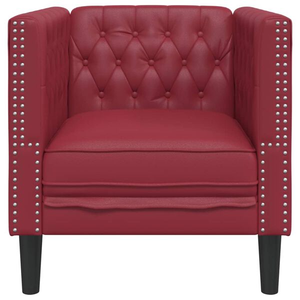 vidaXL Fauteuil Chesterfield-stijl kunstleer wijnrood