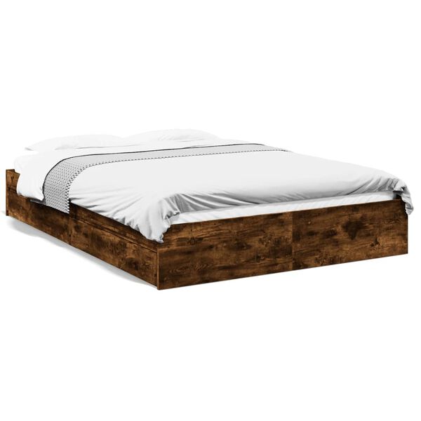 vidaXL Bedframe met lades bewerkt hout gerookt eikenkleurig 150x200 cm