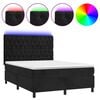 vidaXL Boxspring met matras en LED fluweel zwart 140x200 cm