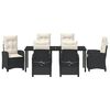 vidaXL Tuin eettafelset met kussen 7 pcs Zwart poly rattan