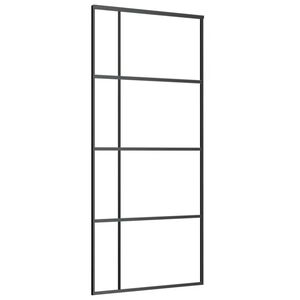 vidaXL Schuifdeur 90x205 cm mat ESG-glas en aluminium zwart