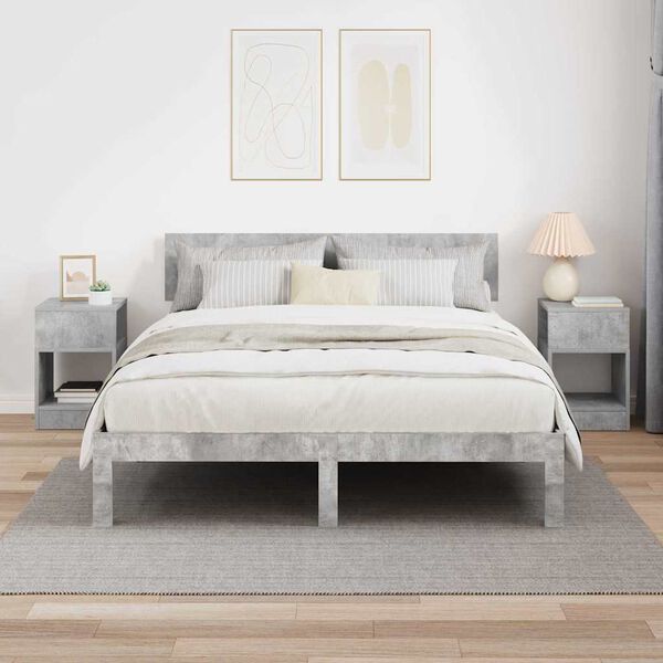 vidaXL Bijzettafel 2 pcs Beton Grijs 30,5 x 30 x 45 cm Bewerkt hout