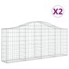 vidaXL Schanskorven 2 st gewelfd 200x30x80/100 cm gegalvaniseerd ijzer