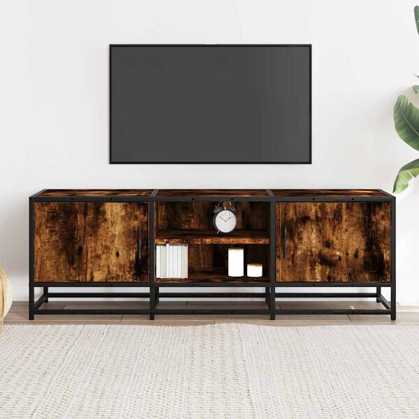 vidaXL Tv-meubel 120x35x41 cm bewerkt hout metaal gerookt eikenkleurig