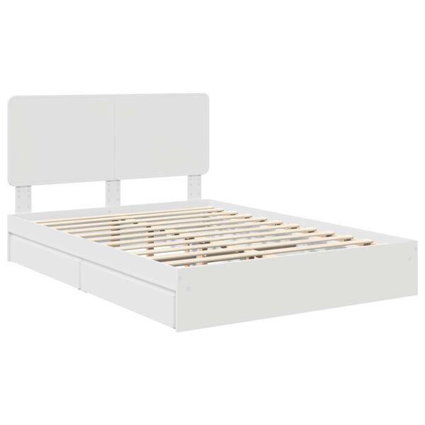 vidaXL Opslag bed met hoofdeinde Wit 140 x 190 cm Bewerkt hout