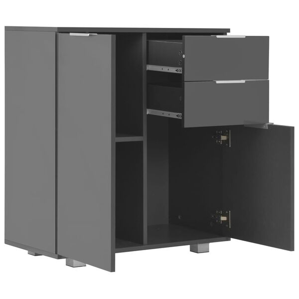 vidaXL Dressoir 71x35x80 cm spaanplaat hoogglans grijs