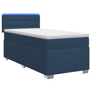 vidaXL Boxspring Bed met Matras en LED Blauw 100 x 200 cm Stof