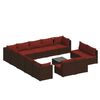 vidaXL 14-delige Loungeset met kussens poly rattan bruin