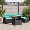 vidaXL 6-delige Loungeset met kussens poly rattan zwart