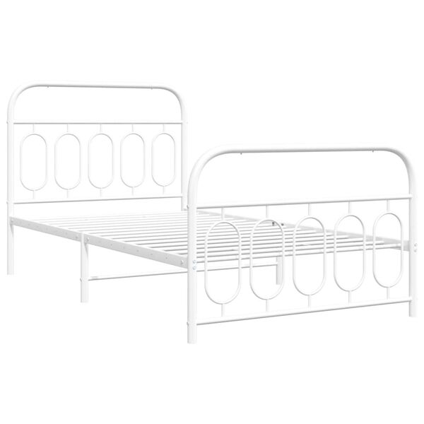 vidaXL Bedframe met hoofd- en voeteneinde metaal wit 100x190 cm
