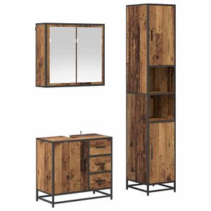 vidaXL Badkamermeubelset met lade 3 pcs Oud Hout Bewerkt hout