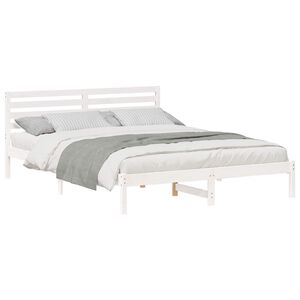 vidaXL Bedframe met hoofdeinde Wit 160 x 210 cm Massief grenenhout