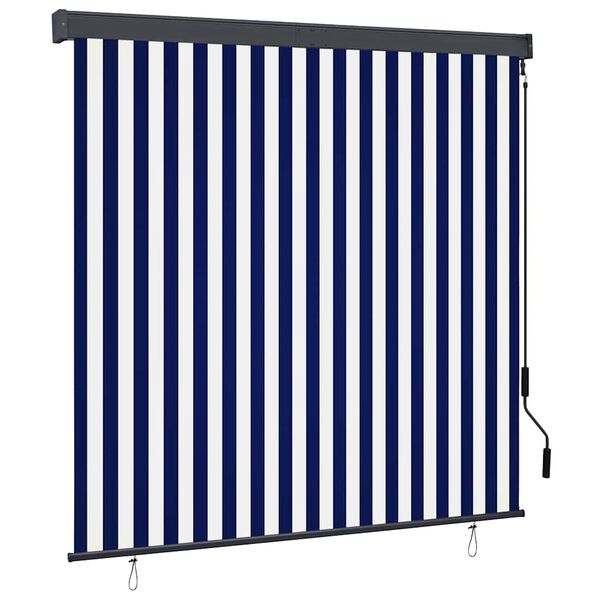 vidaXL Rolgordijn voor buiten 160x250 cm blauw en wit