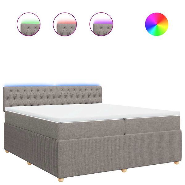 vidaXL Boxspring met matras stof taupe 200x200 cm