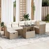 vidaXL 8-delige Loungeset met kussens poly rattan beige