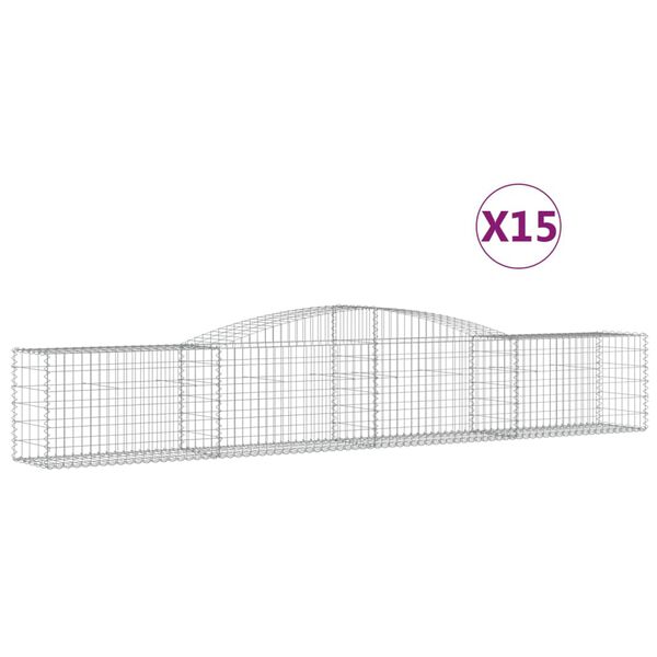 vidaXL Schanskorven 15 st gewelfd 400x50x60/80 cm gegalvaniseerd ijzer