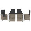 vidaXL Tuin eettafelset met kussen 7 pcs Grijs poly rattan