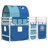 vidaXL Kinderhoogslaper met tunnel 90x200 cm massief grenenhout blauw