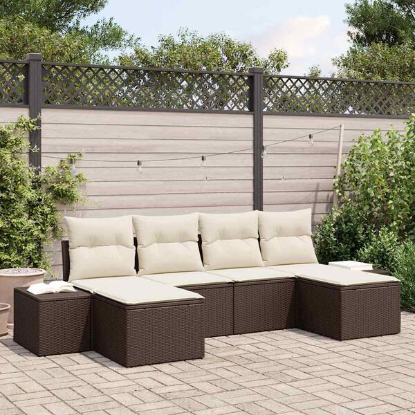 vidaXL Tuin Sofa Set met kussen 4 pcs Bruin en Cr&egrave;me poly rattan