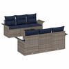 vidaXL Tuin Sofa Set 7 st Grijs en Marineblauw poly rattan