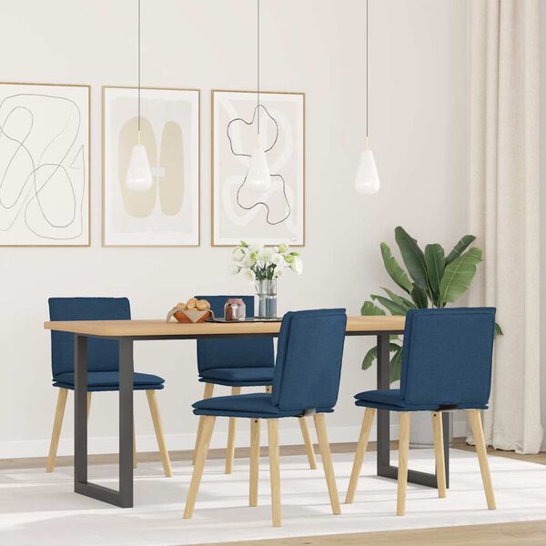 vidaXL Eetkamerstoelen 4 st stof blauw